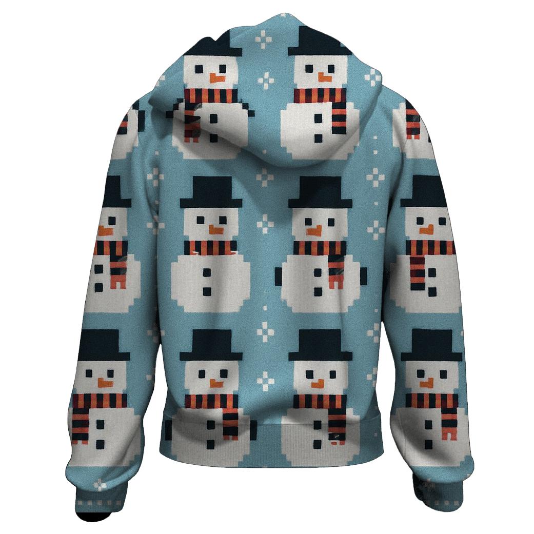 Snowman Scarf Grid Design heavyweight hoodies
