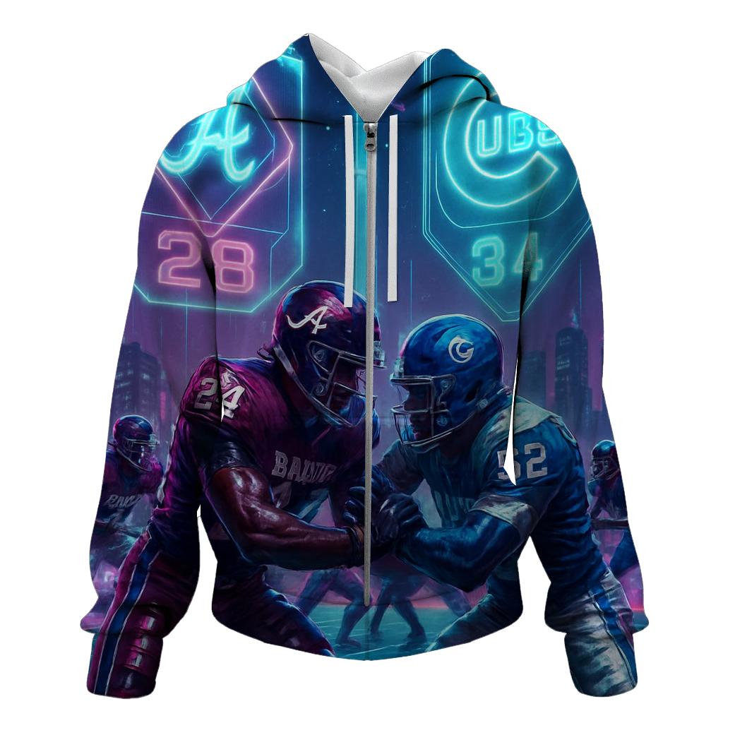 Neon Metropolis Faceoff pullover hoodies