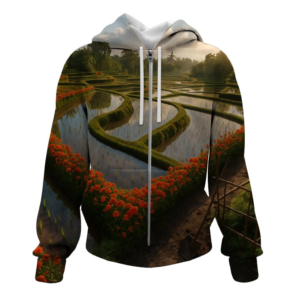 Rice Terrace Flower Borders hoodie styles
