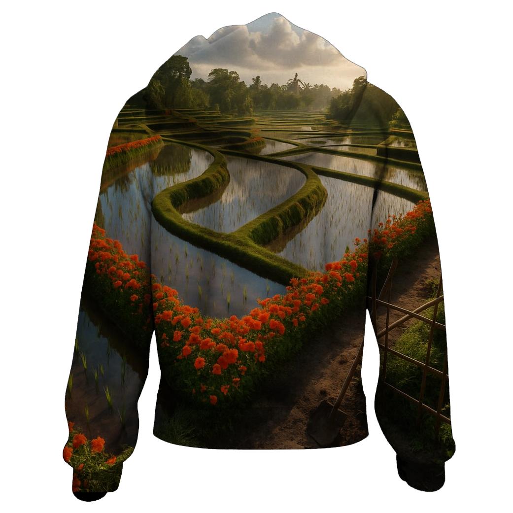 Rice Terrace Flower Borders hoodie styles