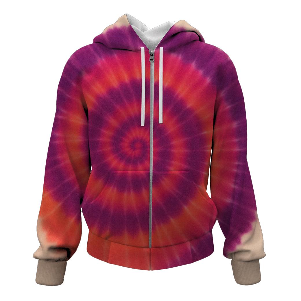 Overdye Sunset Spiral embroidered hoodies