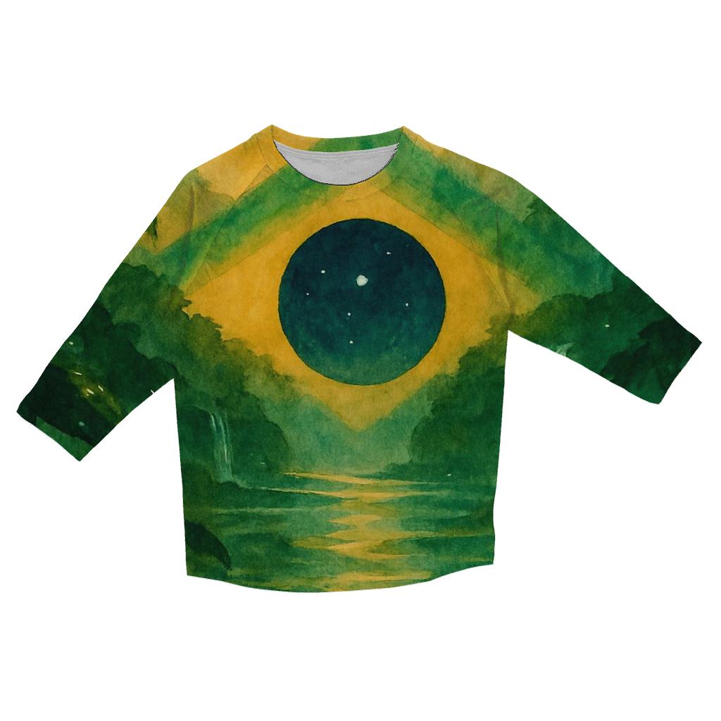 Brazilian Rainforest Banner designer 3/4 sleeve blouses