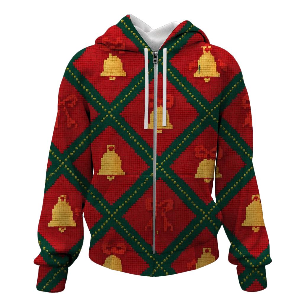 Sleigh Bell Crisscross Design printed hoodies