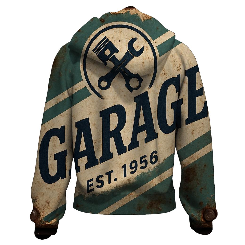 Antique Automotive Garage Sign premium hoodies