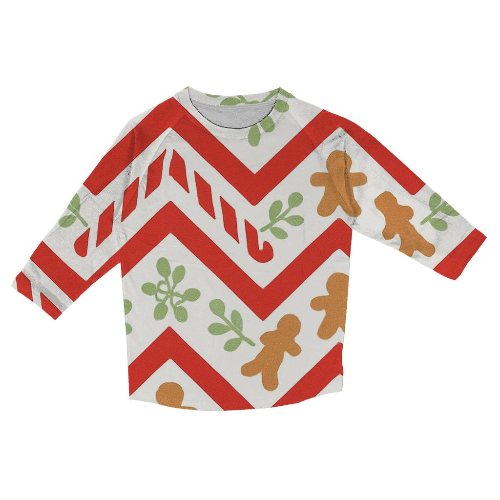 Candy Cane Chevron On White Background casual three quarter sleeve shirts