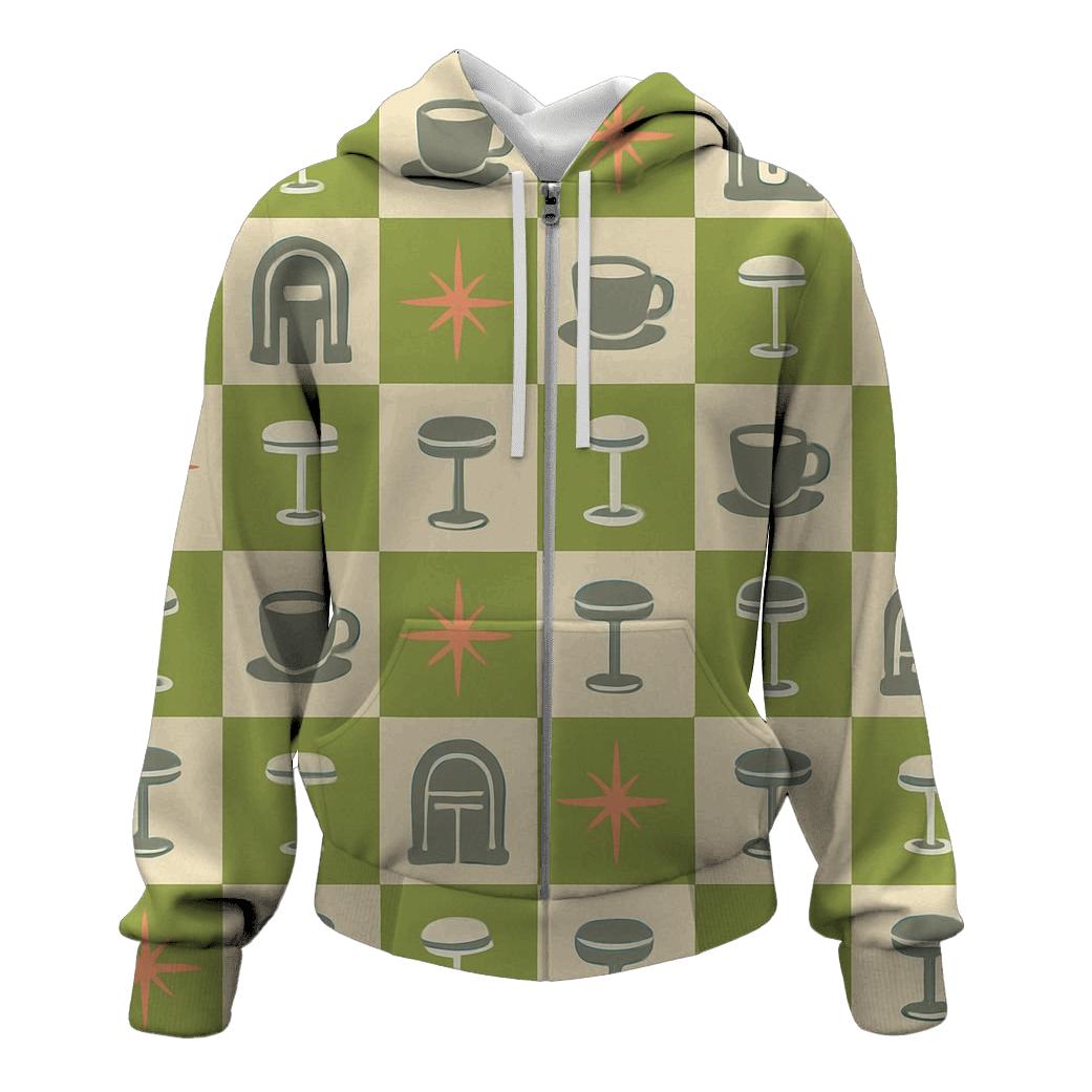 Cosmic Diner Checkerboard graphic hoodies