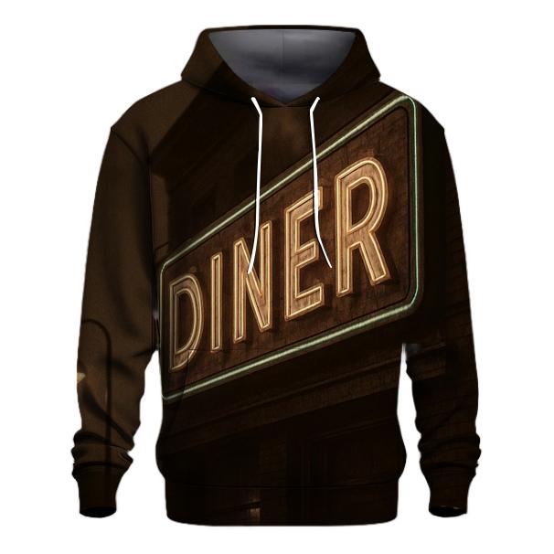 Sepia Diner Neon Sign embroidered hoodies