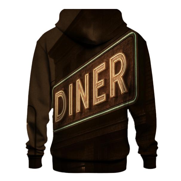 Sepia Diner Neon Sign embroidered hoodies