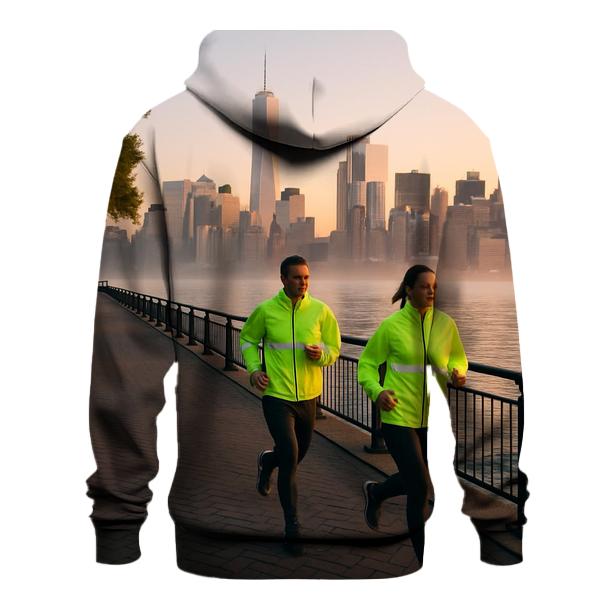 Hudson River Sunrise Panorama premium hoodies
