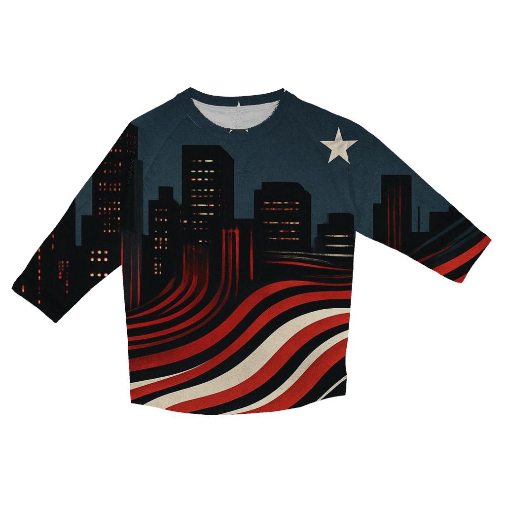 Skyline Stripes Merge trendy 3/4 sleeve tops