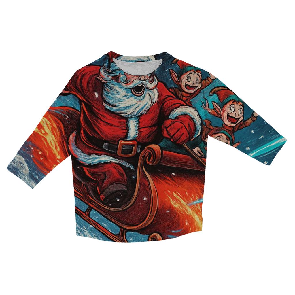 Cosmic Sleigh Chase Santa cotton quarter sleeve shirts