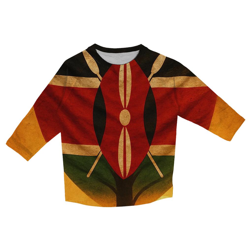 Kenyan Savannah Emblem stylish quarter sleeve tops