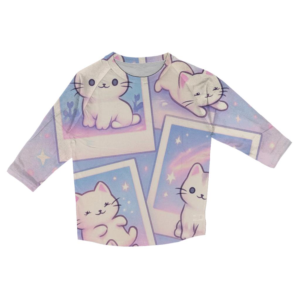 Polaroid Moon Kittens casual three quarter sleeve shirts