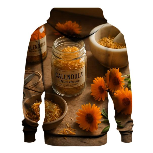 Apothecary Herb And Calendula Array embroidered hoodies