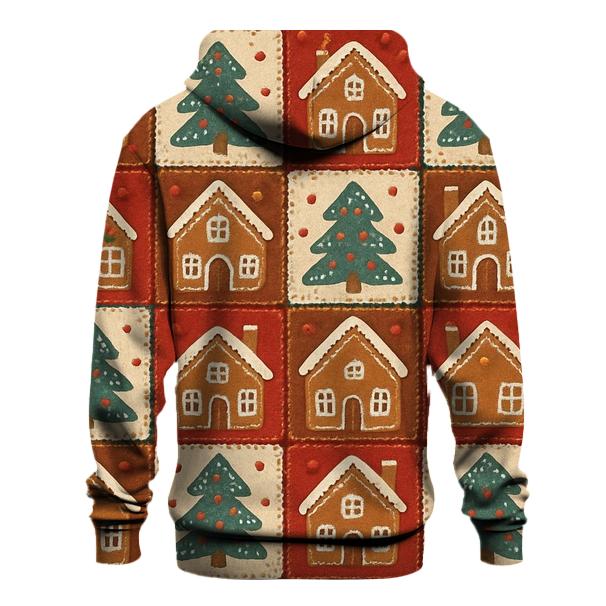 Gingerbread Village Patchwork Design printed hoodies
