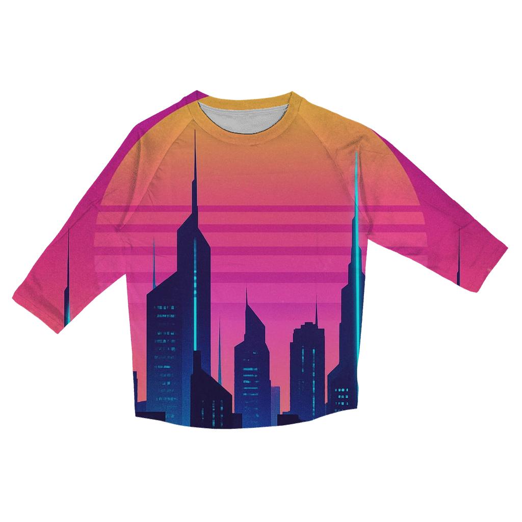 Neon Dusk Skyline cotton quarter sleeve shirts