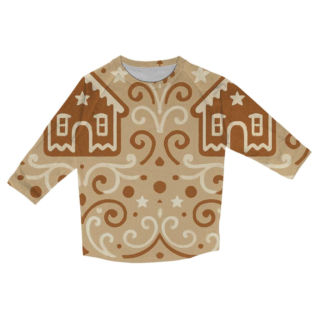 Gingerbread Border On Warm Beige Background cotton quarter sleeve shirts