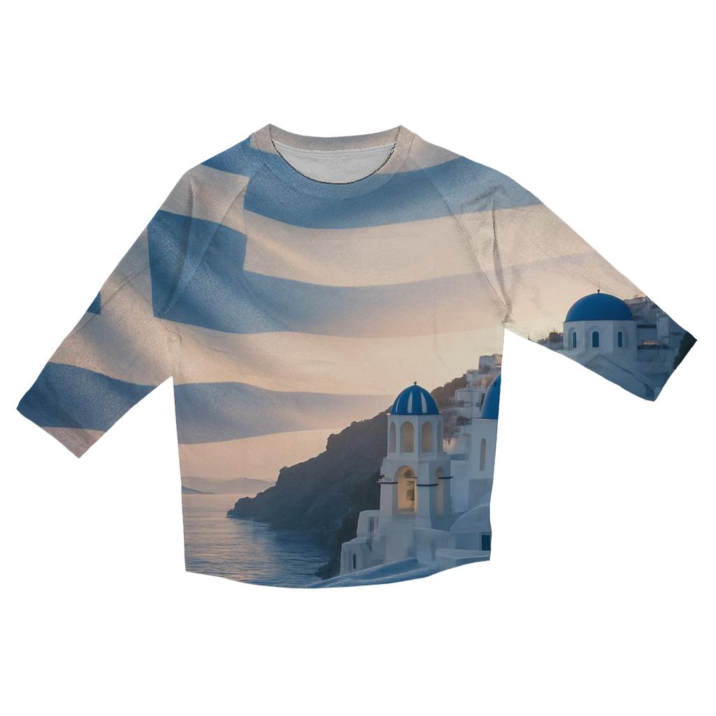 Greek Aegean Light Flag stylish quarter sleeve tops