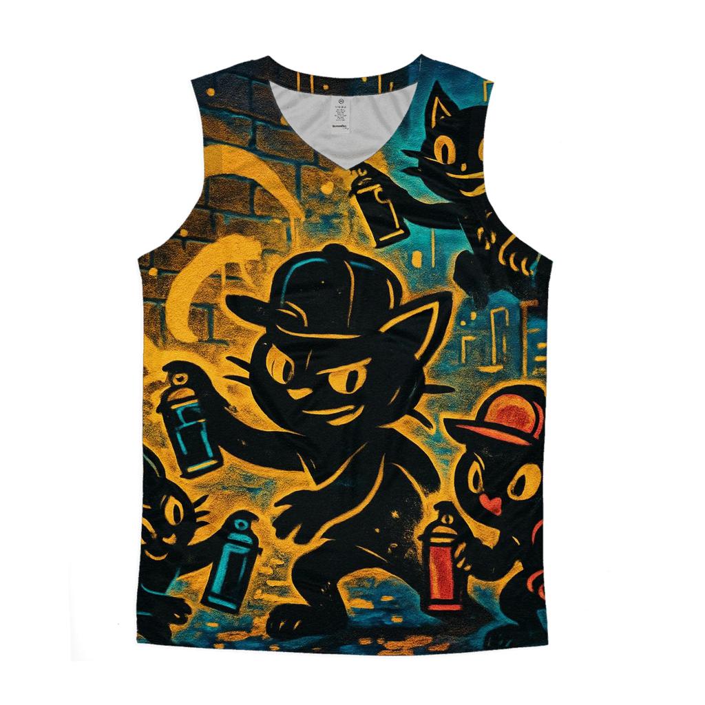 Rooftop Graffiti Crew Cats trendy fitted tank tops