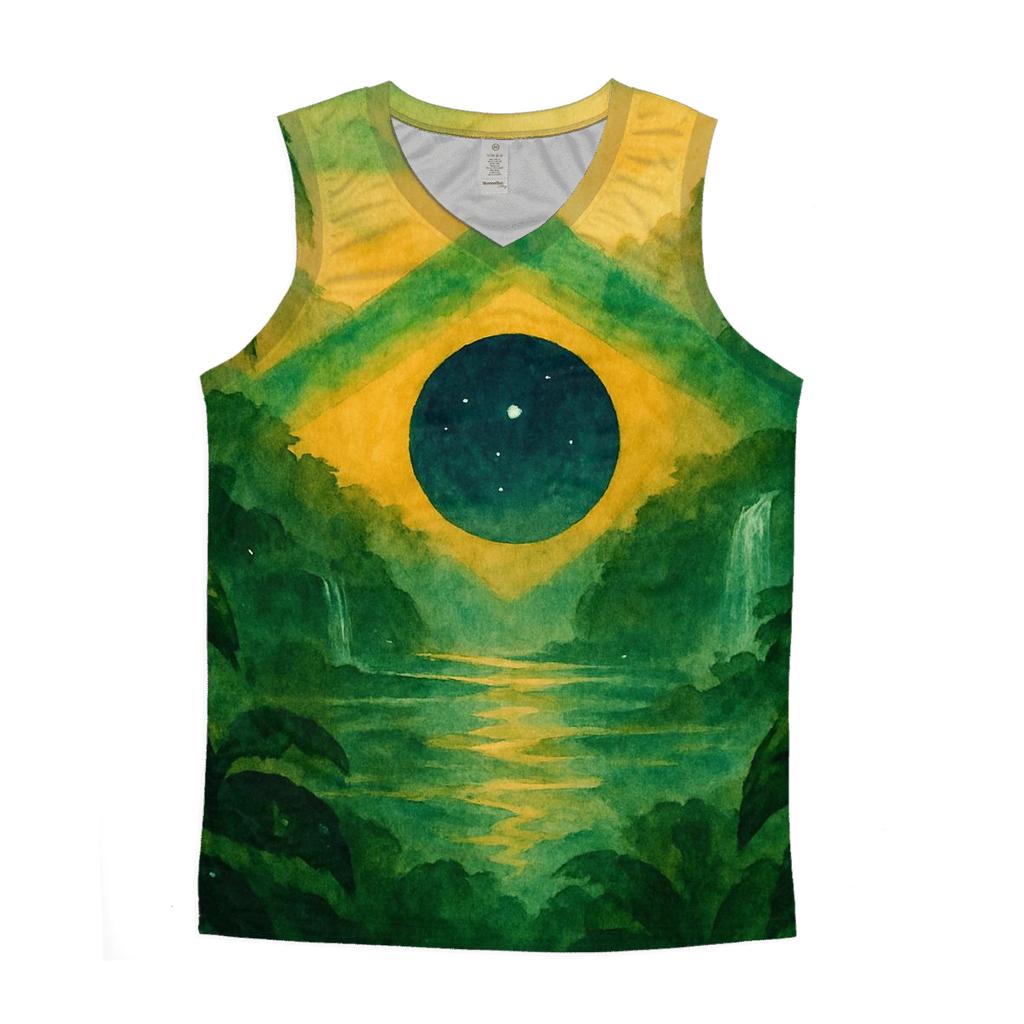 Brazilian Rainforest Banner cotton sleeveless tops