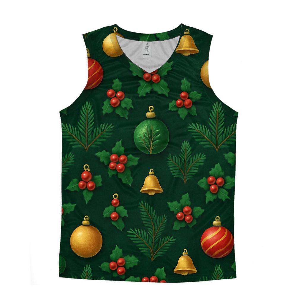Evergreen Ornament Grid On Deep Green Background designer workout tanks
