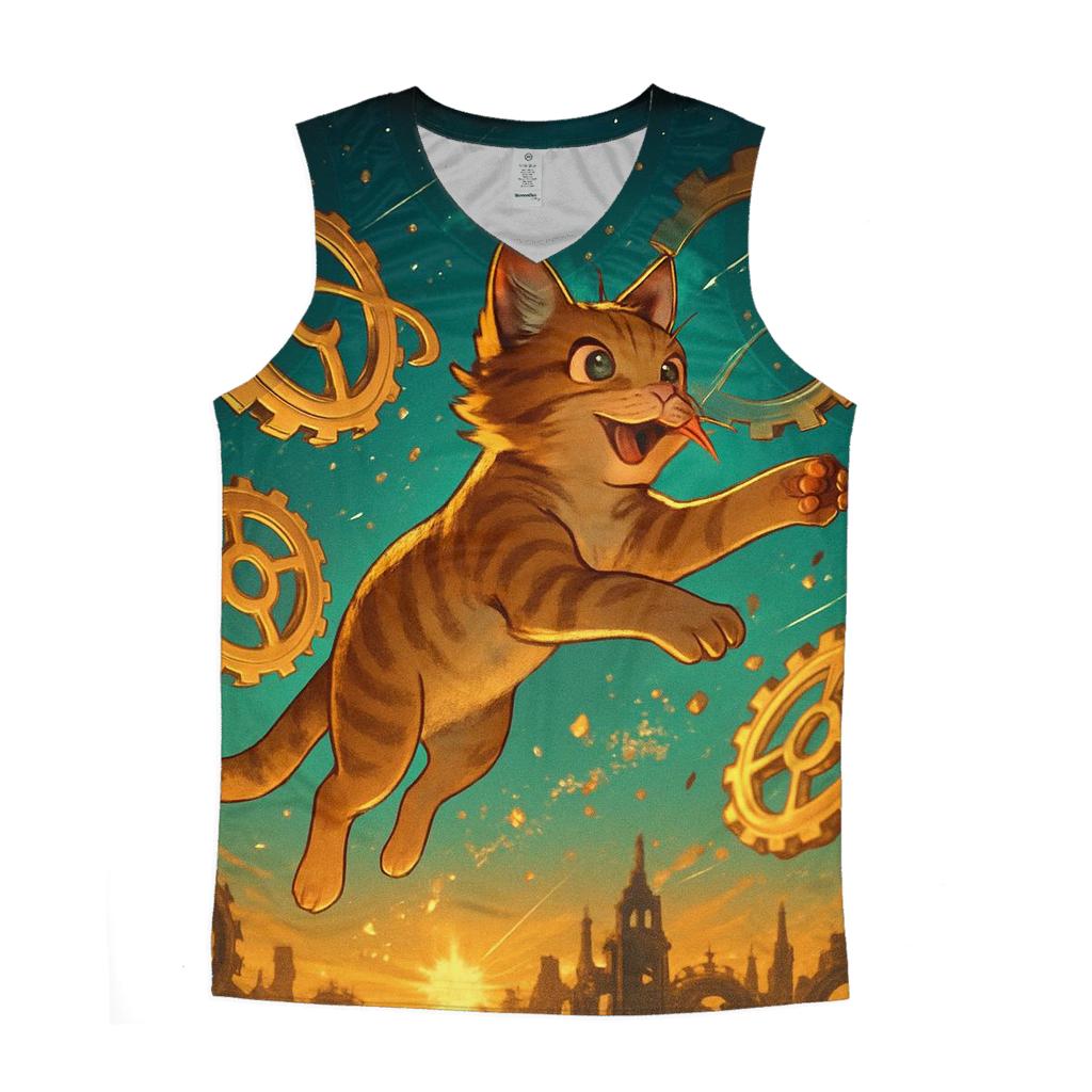 Clockwork Cosmos Cat trendy fitted tank tops