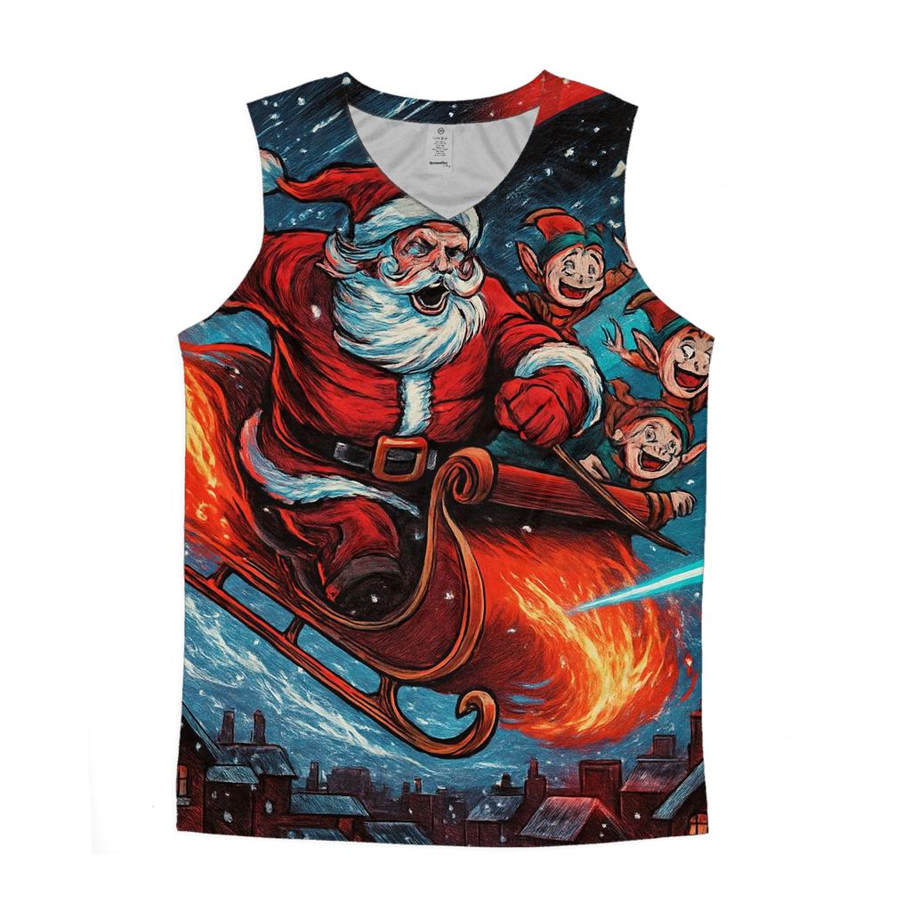 Cosmic Sleigh Chase Santa designer workout tanks