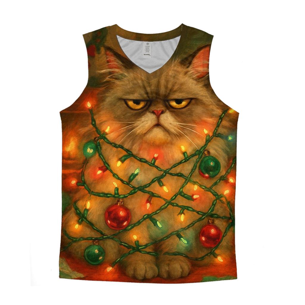 Grumpy Cat Tangled In Lights casual summer tank tops