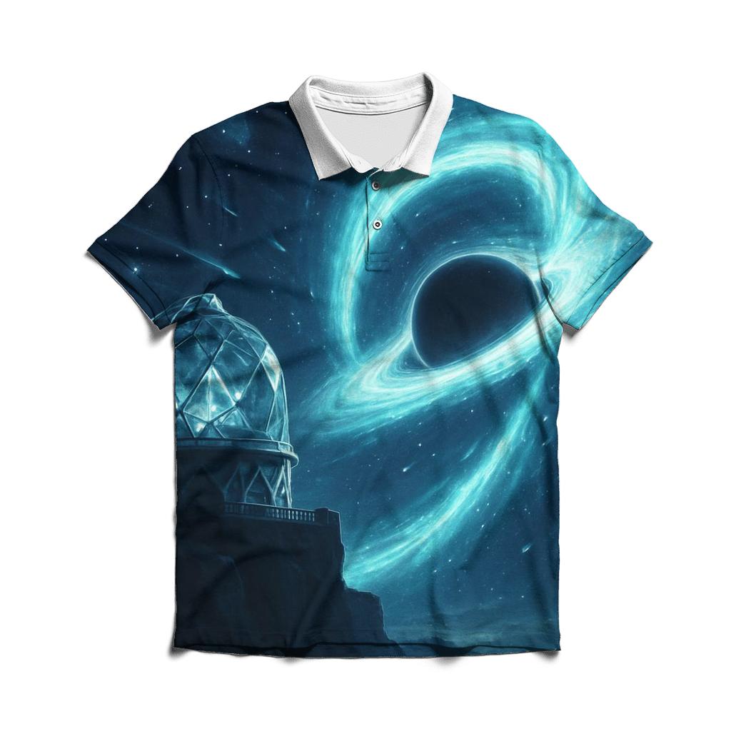 Aurora Over The Black Hole stylish collar polo tees