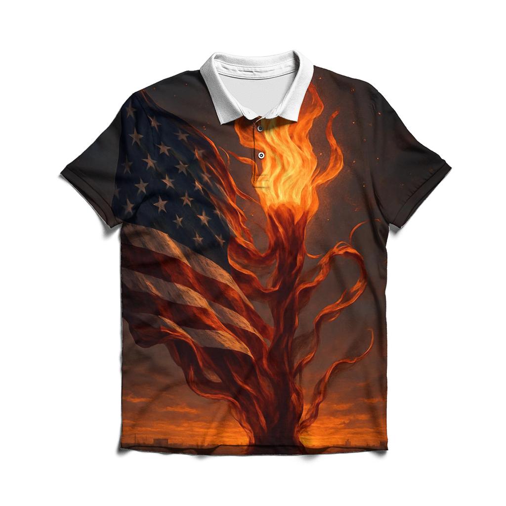 Liberty Flame Banner personalized polo shirts