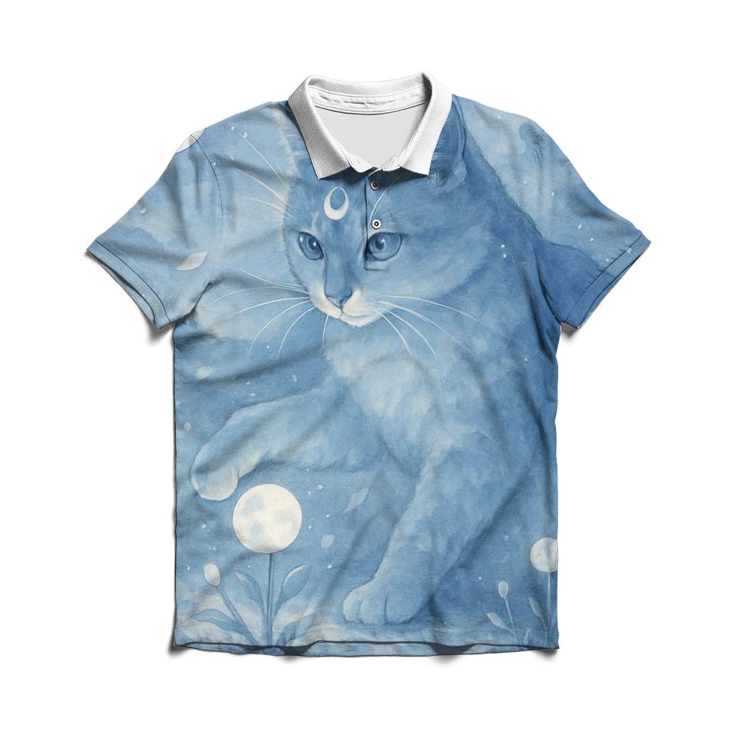 Mystic Moon Gardener Cat embroidered polo tops