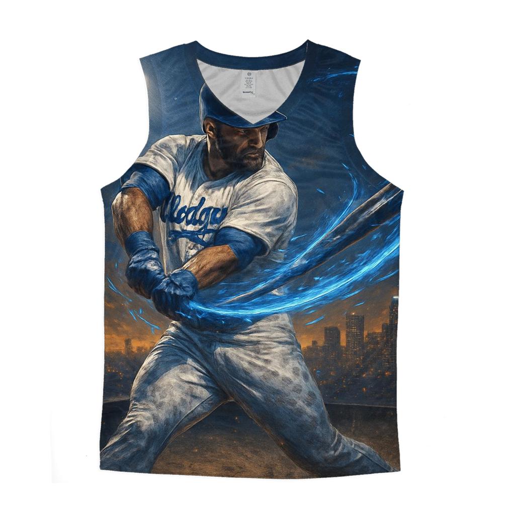 Blue Lightning Swing graphic print tank tops