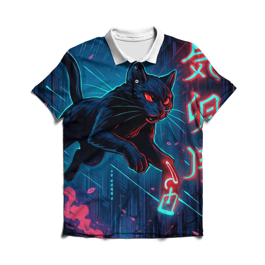 Phantom Alley Ninja Cat classic pique polos