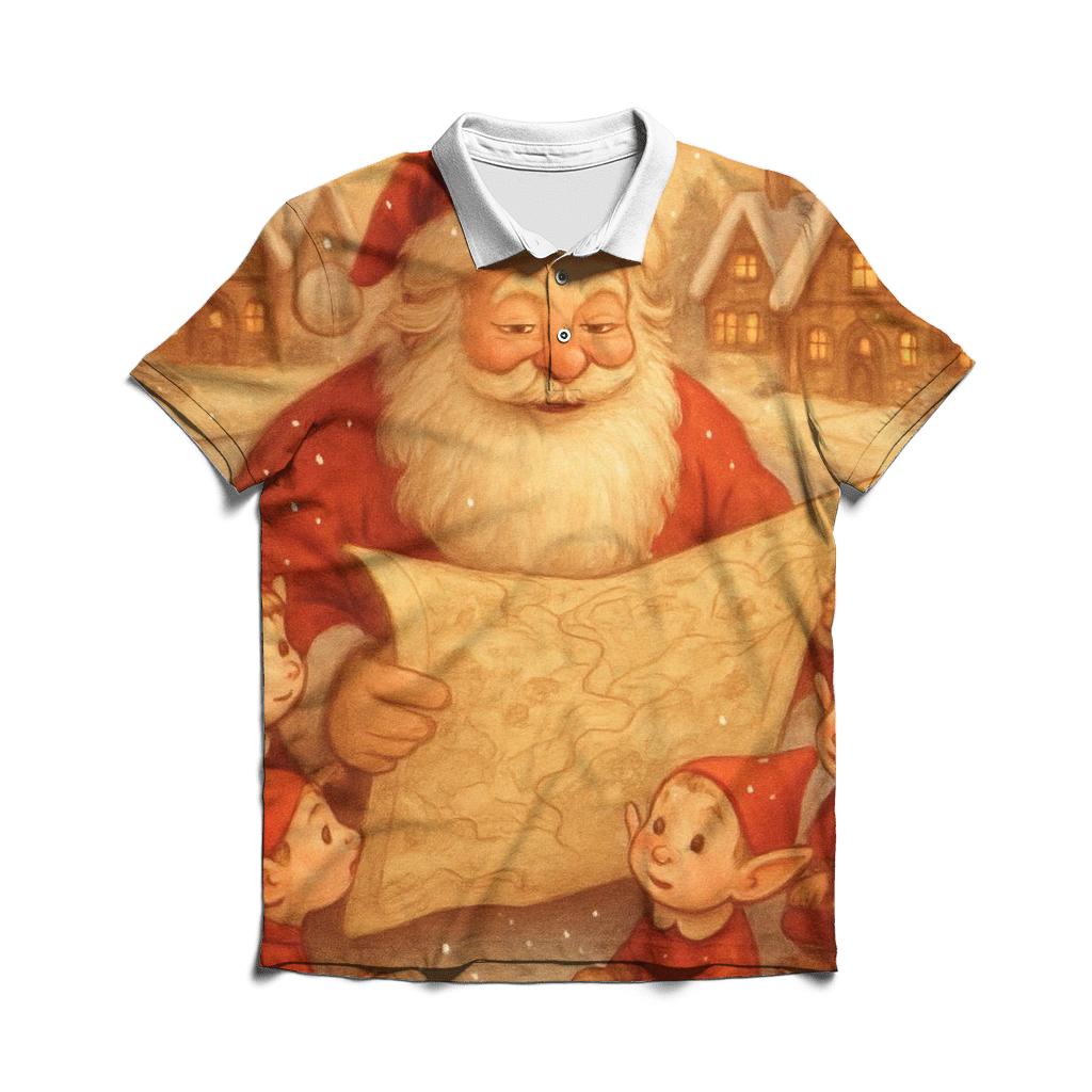 Frosted Storybook Santa designer slim fit polos