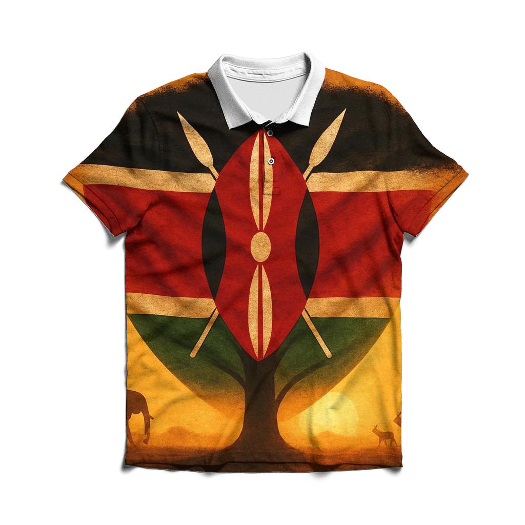 Kenyan Savannah Emblem designer slim fit polos
