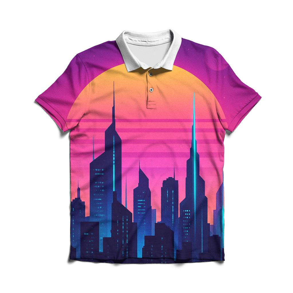 Neon Dusk Skyline personalized polo shirts
