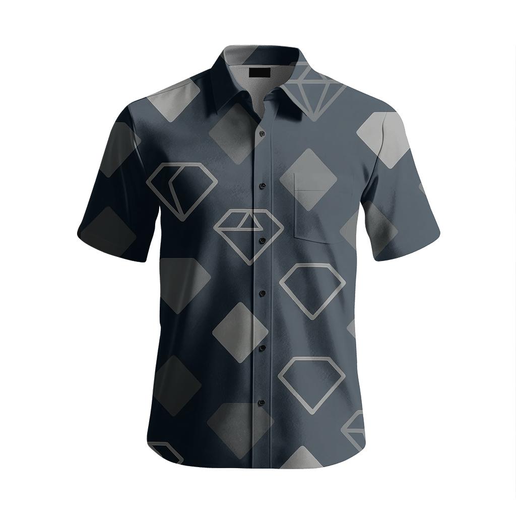 Geometric Diamond Scatter embroidered logo shirts