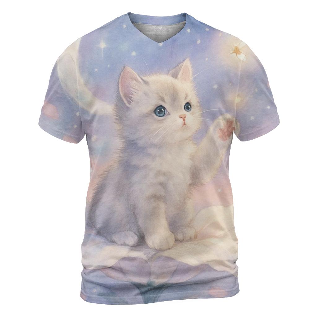 Moonbeam Kitten Garden artistic all-over print tops