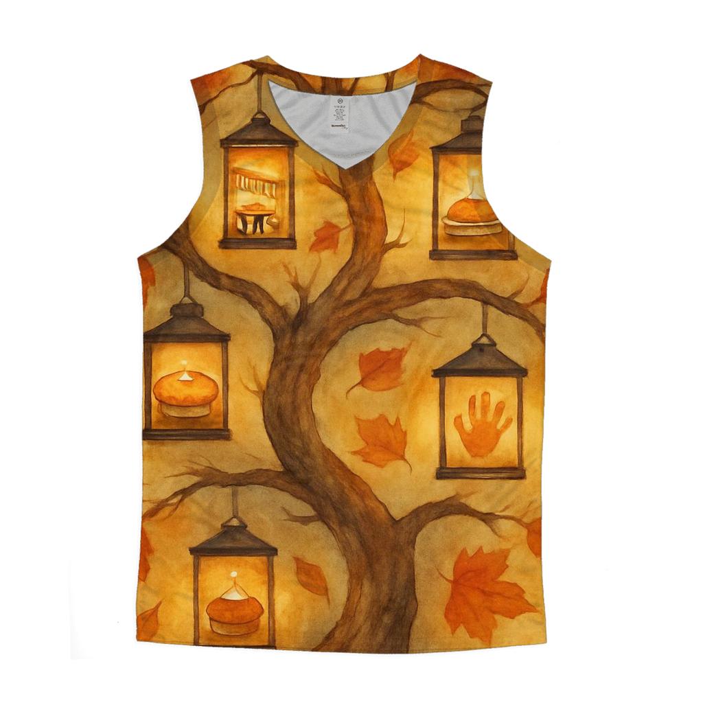 Maple Lantern Family Tree graphic print tank tops