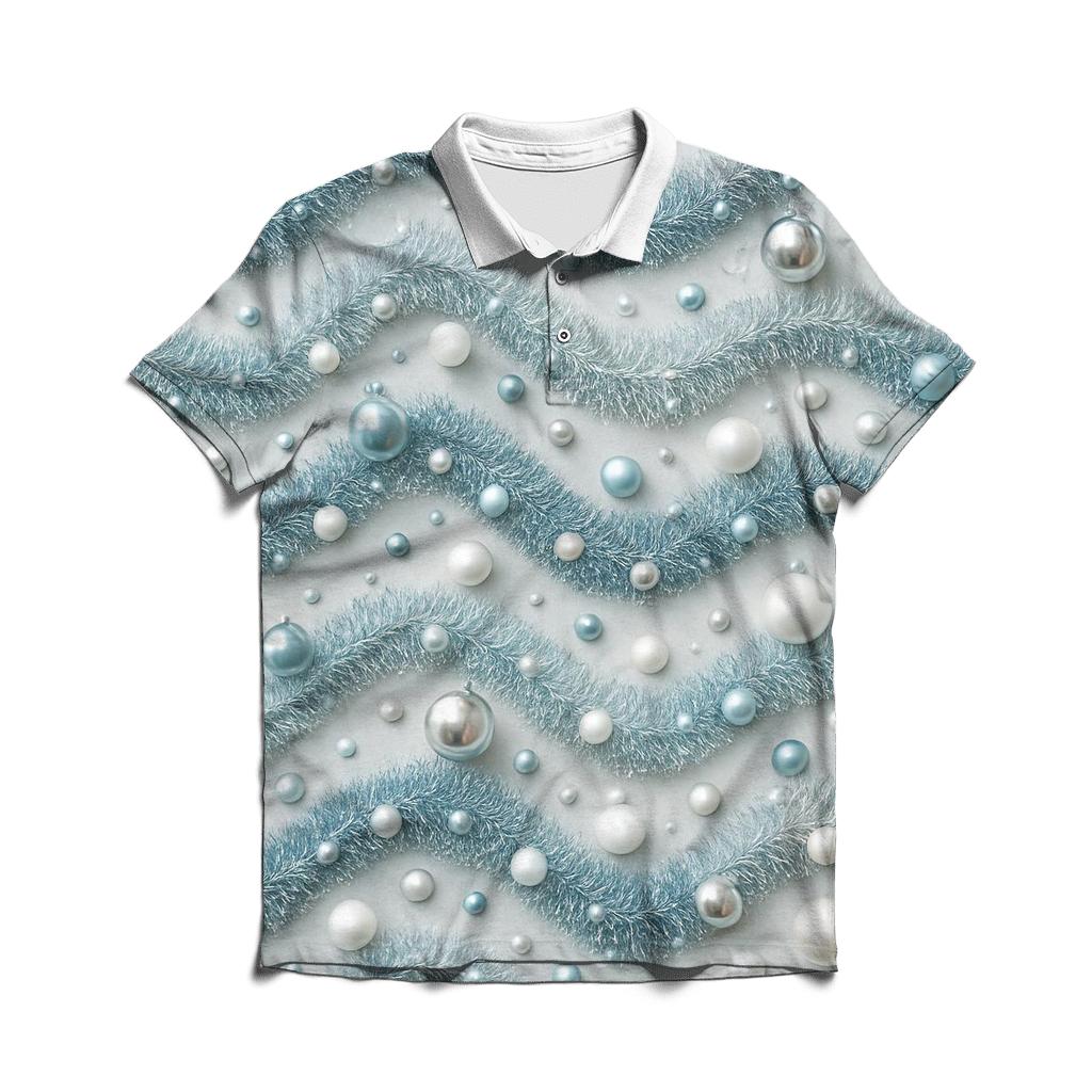 Tinsel Wave On Silver White Background stylish collar polo tees