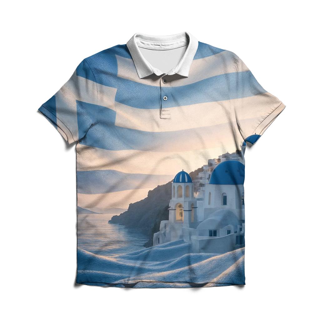 Greek Aegean Light Flag embroidered polo tops