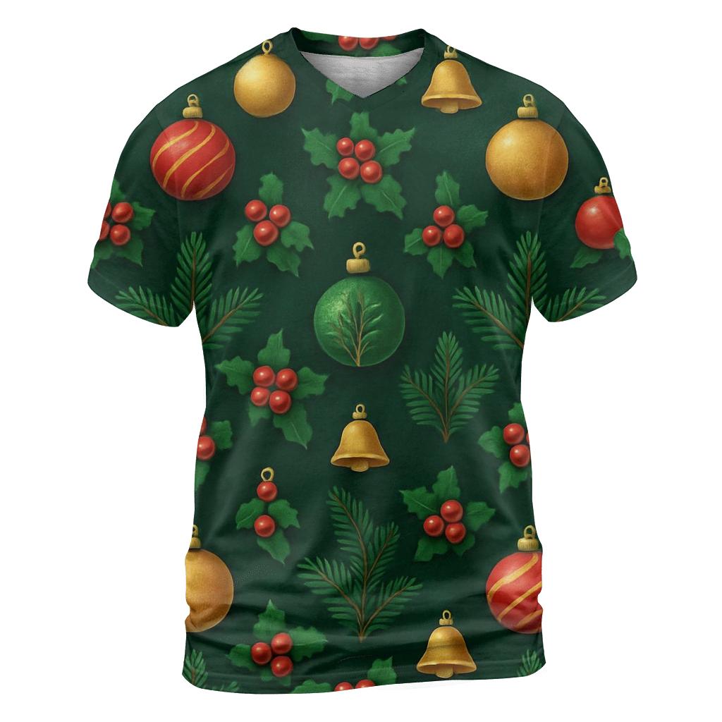 Evergreen Ornament Grid On Deep Green Background designer pattern shirts