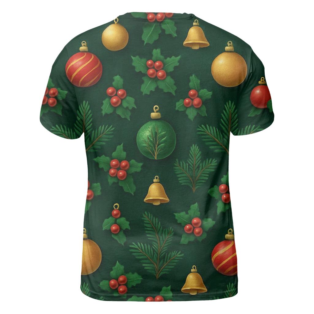 Evergreen Ornament Grid On Deep Green Background designer pattern shirts
