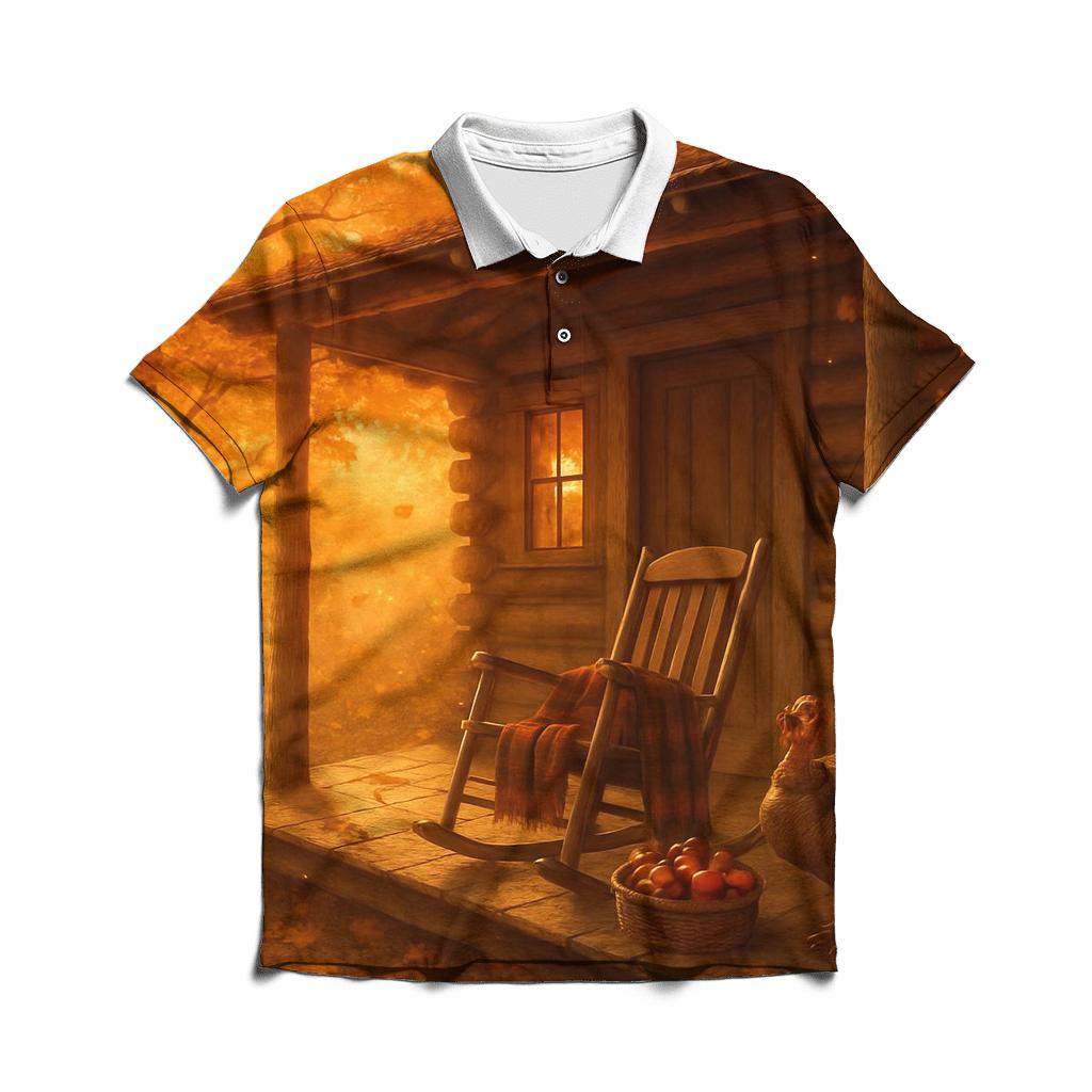 Grateful Cabin Porch embroidered polo tops