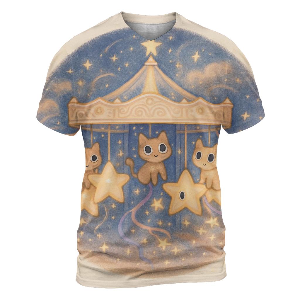 Constellation Carousel Cats designer pattern shirts