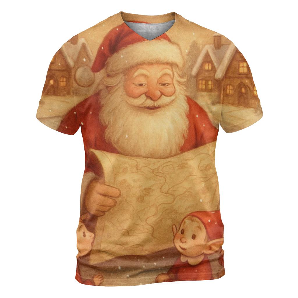 Frosted Storybook Santa unique graphic print tees