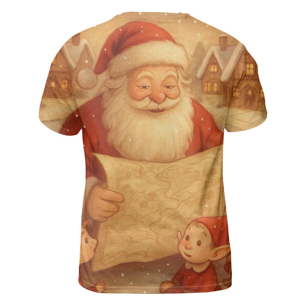 Frosted Storybook Santa unique graphic print tees