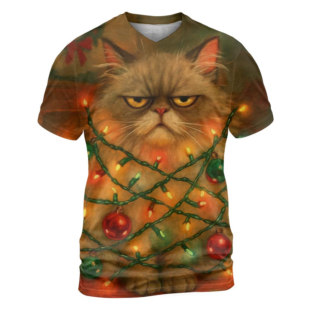 Grumpy Cat Tangled In Lights custom all-over print shirts