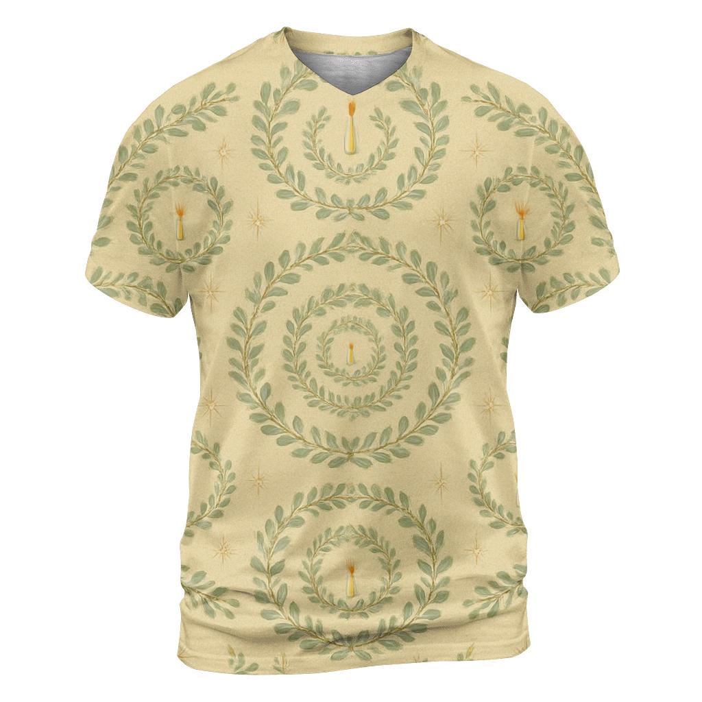 Mistletoe Concentric On Pale Gold Background statement graphic shirts