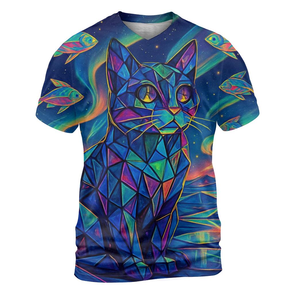 Prismatic Mirage Cat unique graphic print tees